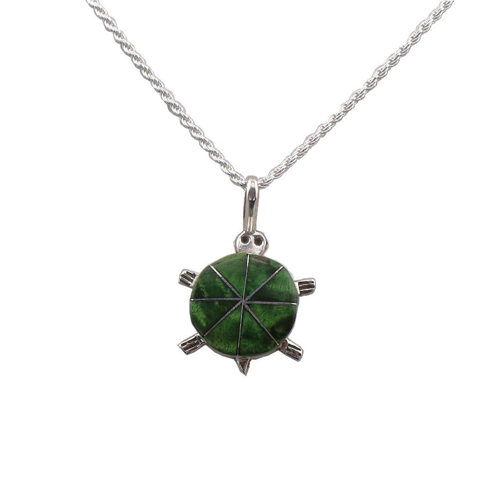 Native American Necklace Zuni Turtle Handcrafted Southwestern Signed Jewelry **